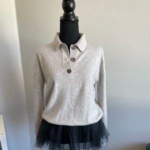 Boden heather grey sweater with polo collar, size 8
